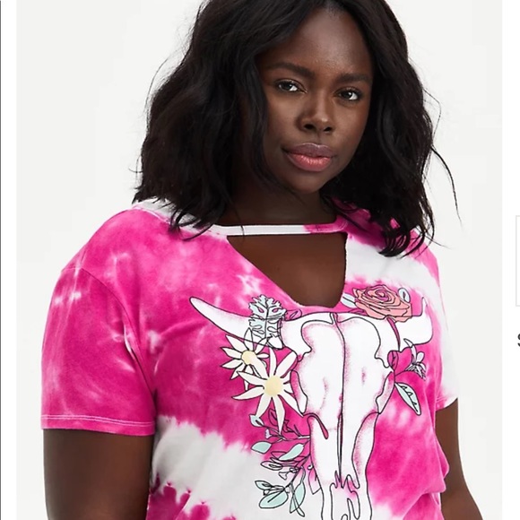 NWT Pink tie-dye skull choker tea - Picture 3 of 6